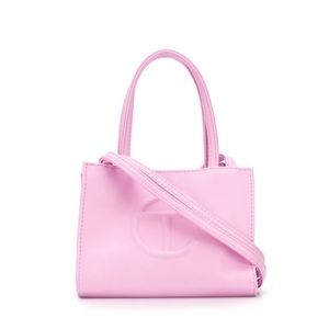 Telfar small pink shopping tote bag vegan leather